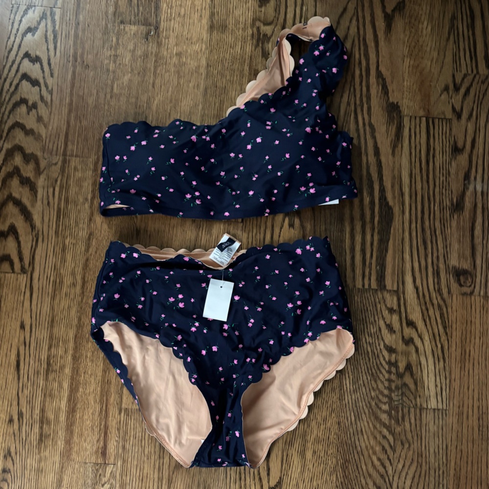J. Crew Navy and Pink Floral Bikini